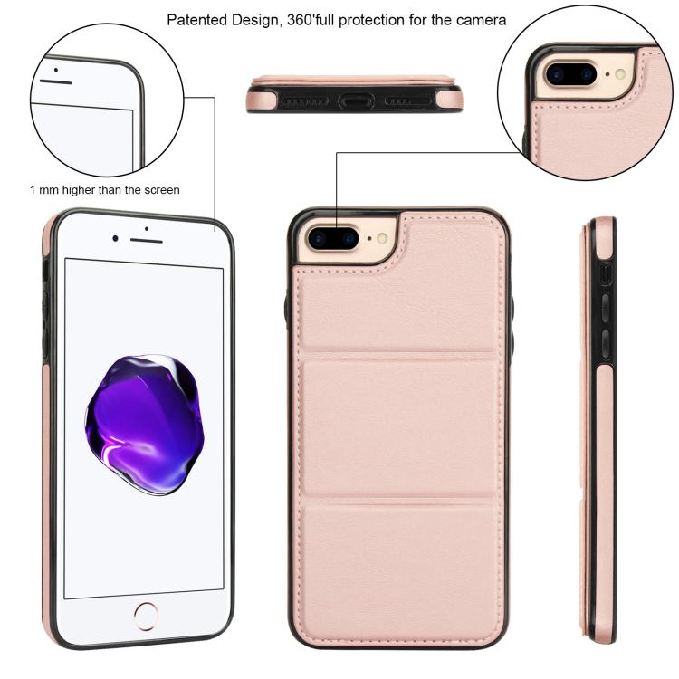 For iPhone 8 Plus / 7 Plus Tri-fold Holder Leather Phone Case with Card Slot
