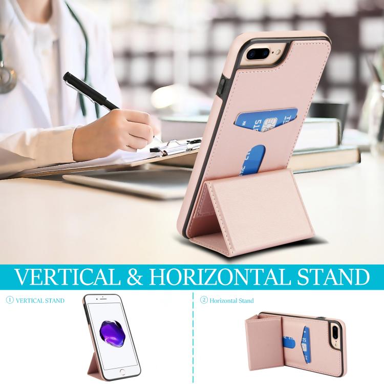 For iPhone 8 Plus / 7 Plus Tri-fold Holder Leather Phone Case with Card Slot