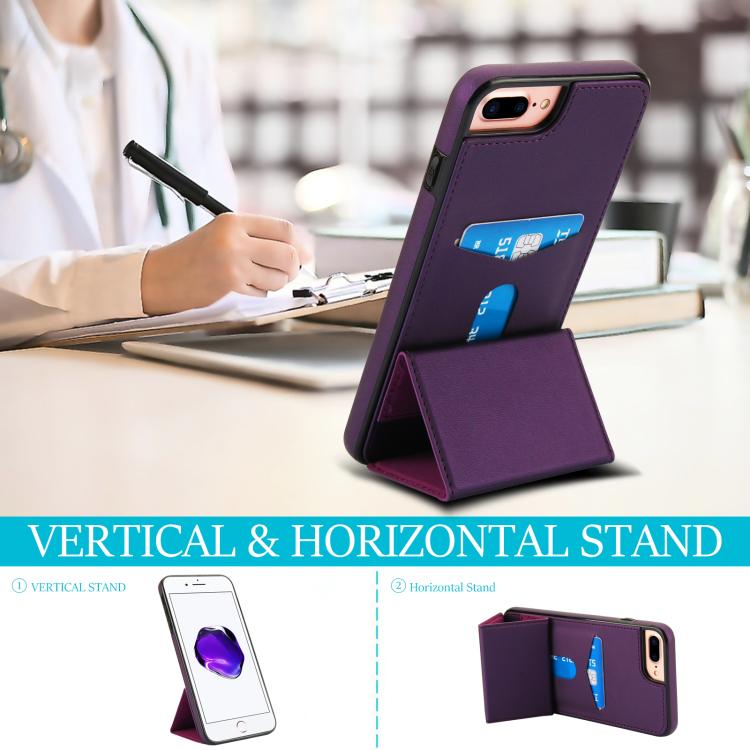 For iPhone 8 Plus / 7 Plus Tri-fold Holder Leather Phone Case with Card Slot