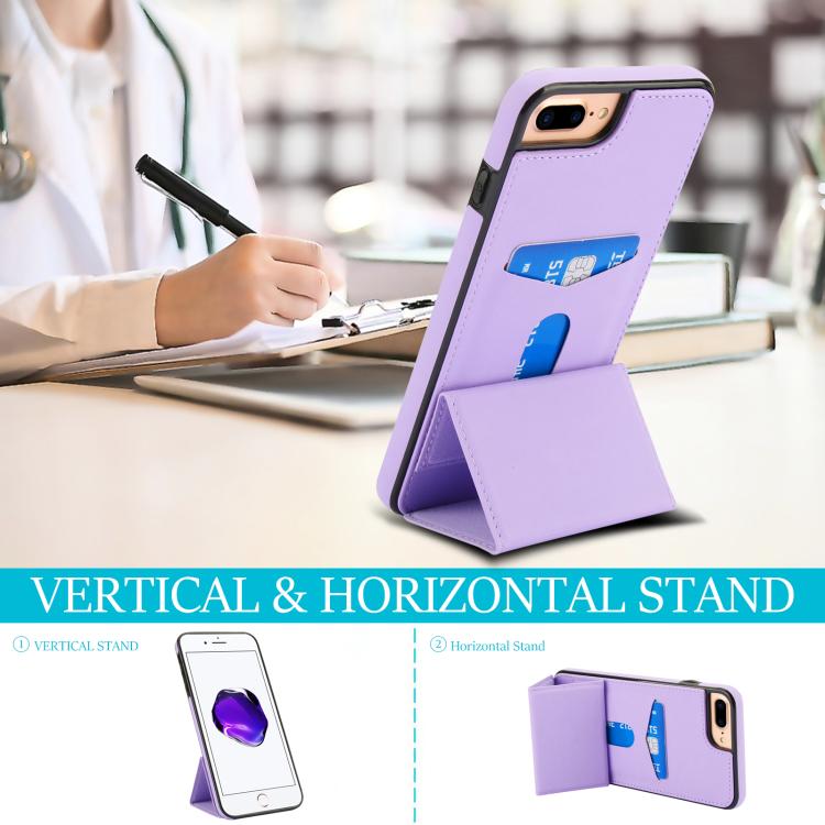 For iPhone 8 Plus / 7 Plus Tri-fold Holder Leather Phone Case with Card Slot