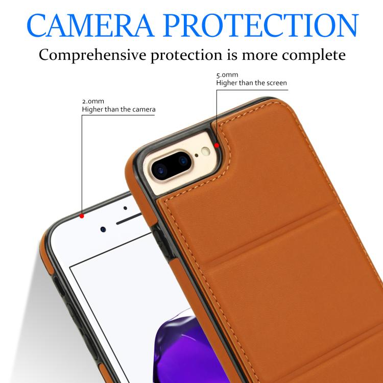 For iPhone 8 Plus / 7 Plus Tri-fold Holder Leather Phone Case with Card Slot
