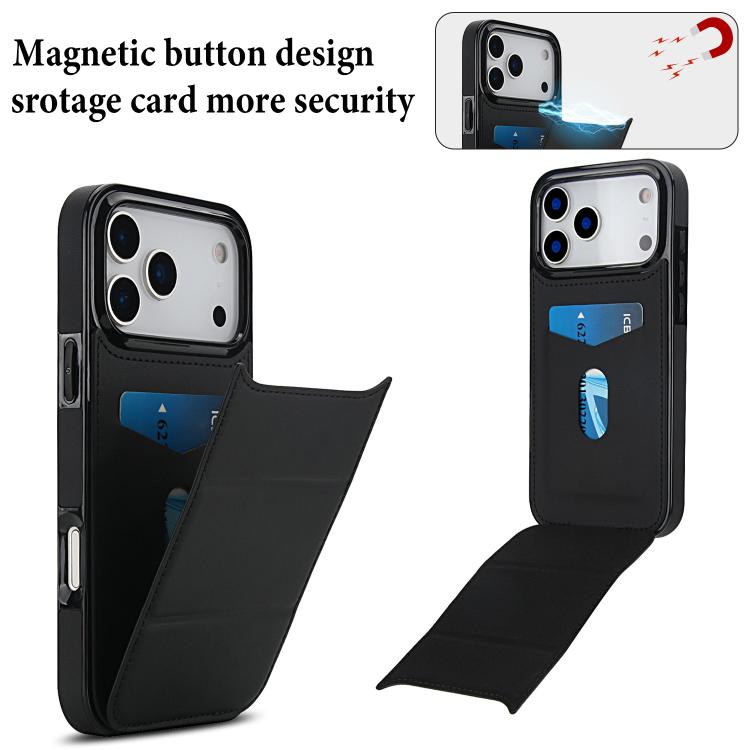 For iPhone 17 Pro Max Tri-fold Holder Leather Phone Case with Card Slot