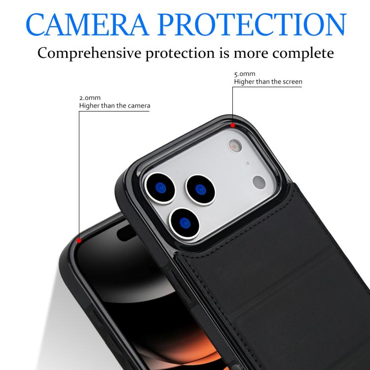 For iPhone 17 Pro Max Tri-fold Holder Leather Phone Case with Card Slot