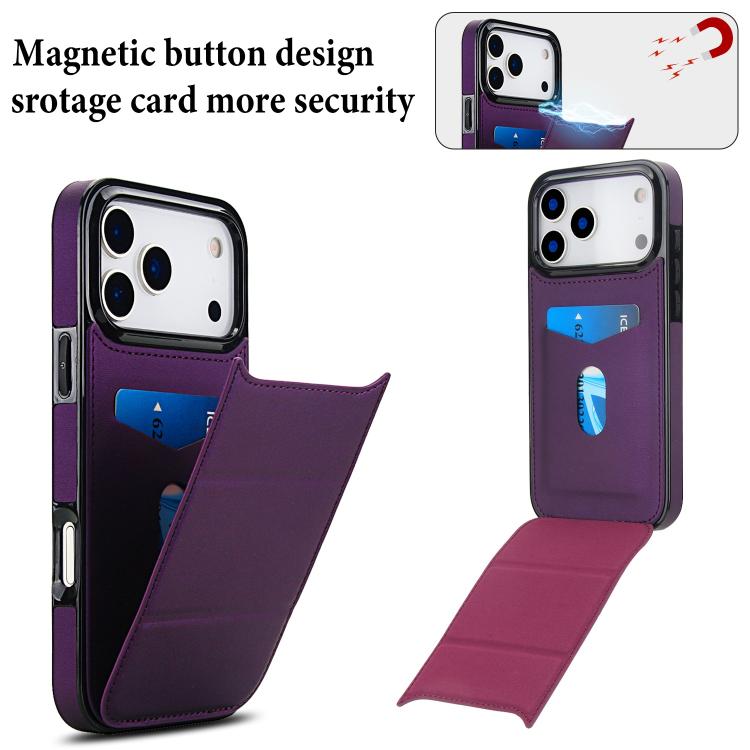 For iPhone 17 Pro Max Tri-fold Holder Leather Phone Case with Card Slot