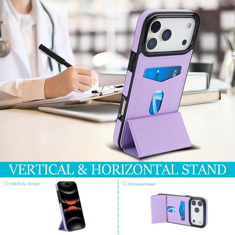 For iPhone 17 Pro Max Tri-fold Holder Leather Phone Case with Card Slot