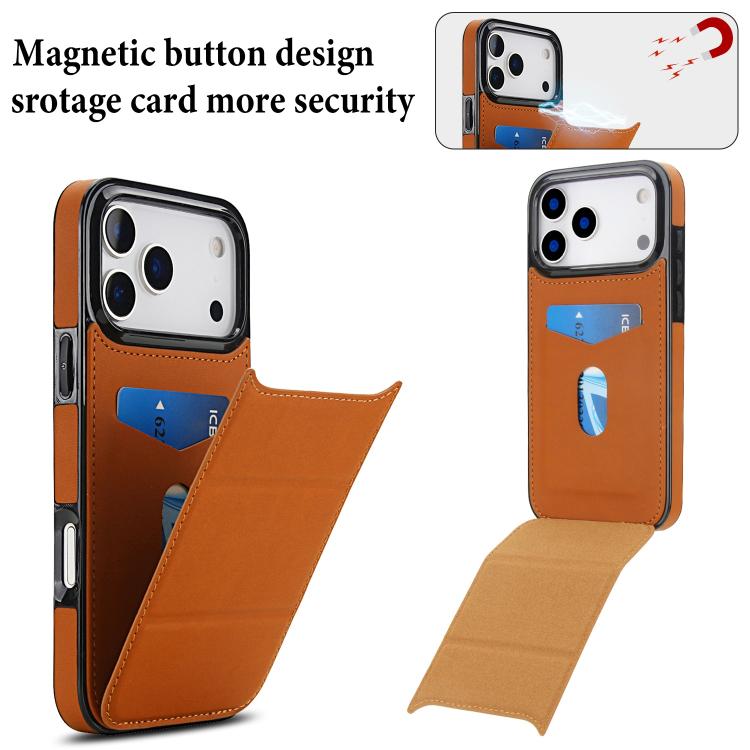 For iPhone 17 Pro Max Tri-fold Holder Leather Phone Case with Card Slot
