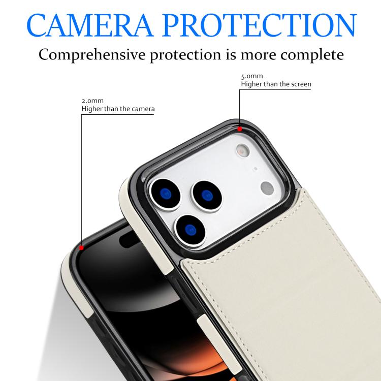 For iPhone 17 Pro Tri-fold Holder Leather Phone Case with Card Slot