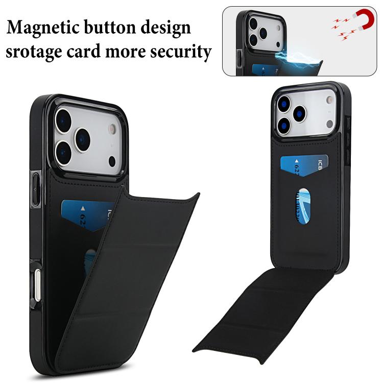 For iPhone 17 Pro Tri-fold Holder Leather Phone Case with Card Slot