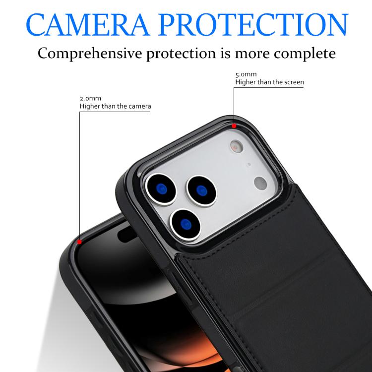 For iPhone 17 Pro Tri-fold Holder Leather Phone Case with Card Slot