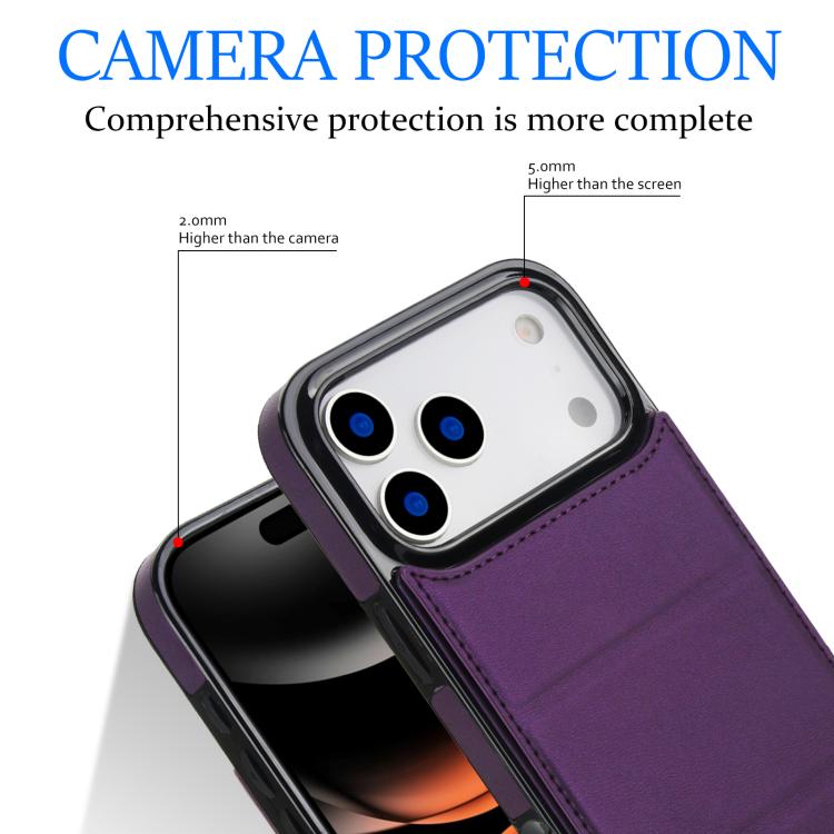 For iPhone 17 Pro Tri-fold Holder Leather Phone Case with Card Slot
