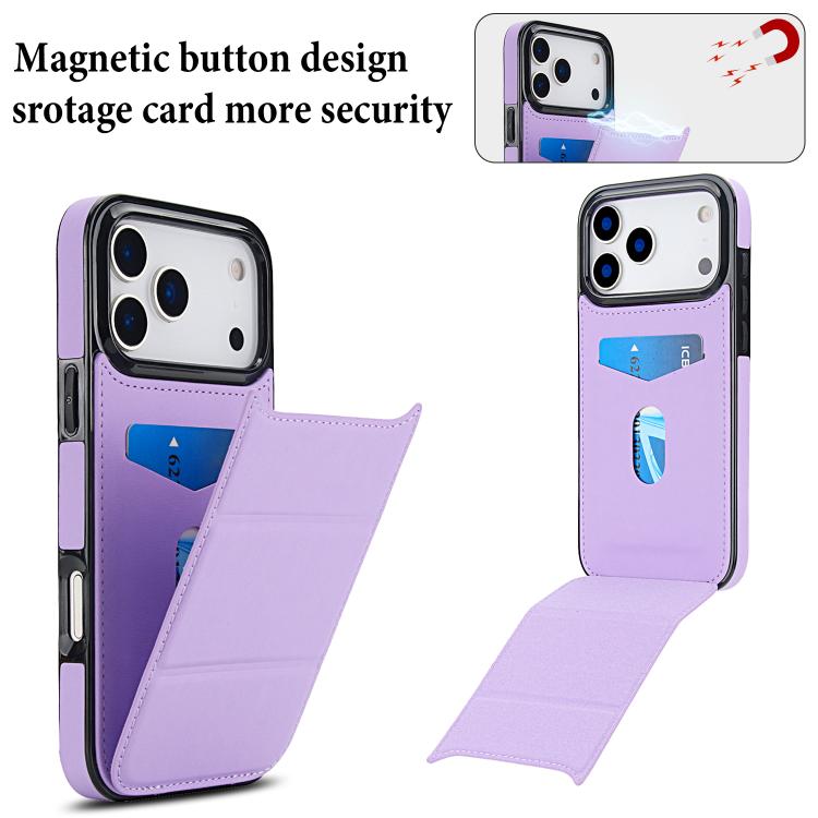 For iPhone 17 Pro Tri-fold Holder Leather Phone Case with Card Slot