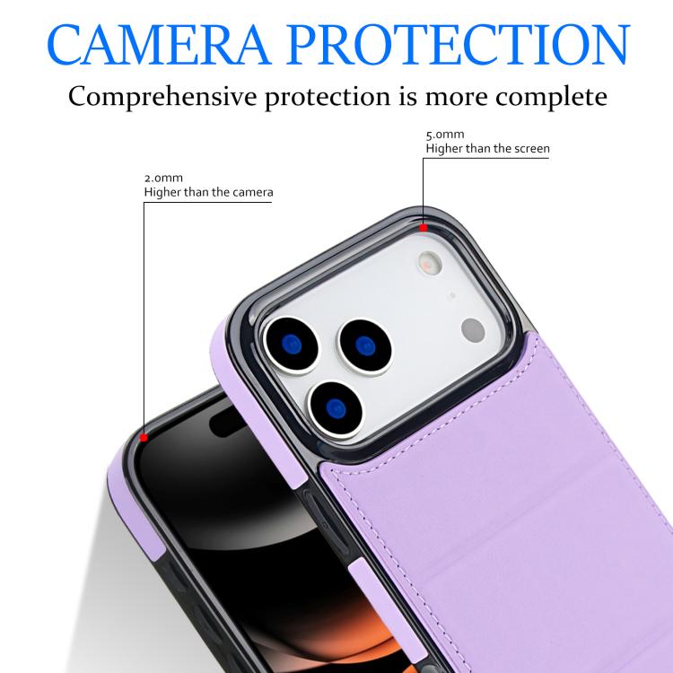 For iPhone 17 Pro Tri-fold Holder Leather Phone Case with Card Slot