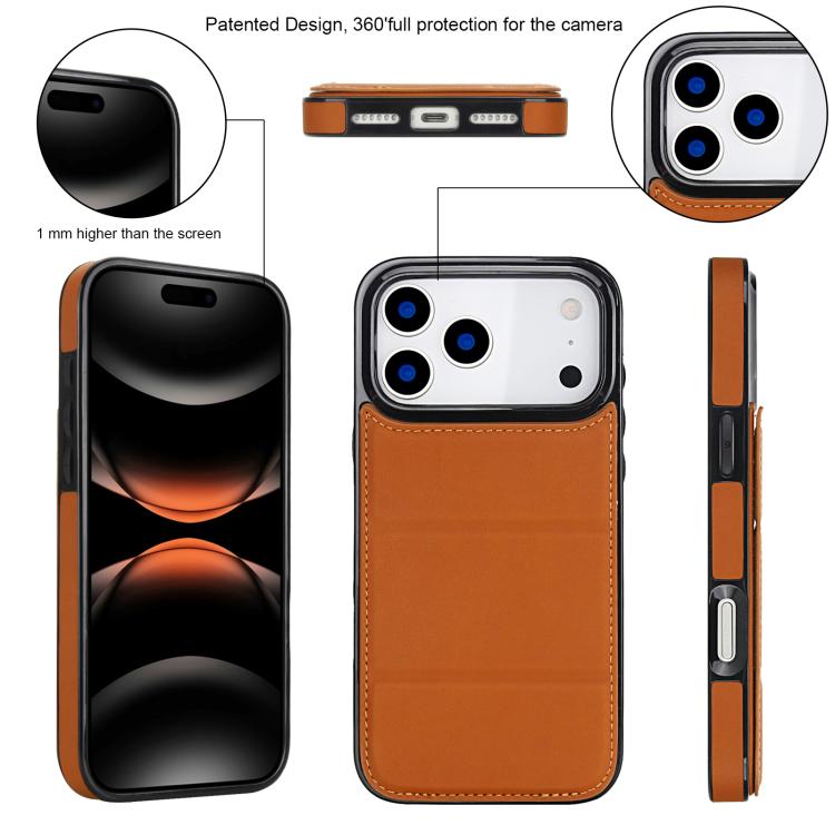 For iPhone 17 Pro Tri-fold Holder Leather Phone Case with Card Slot