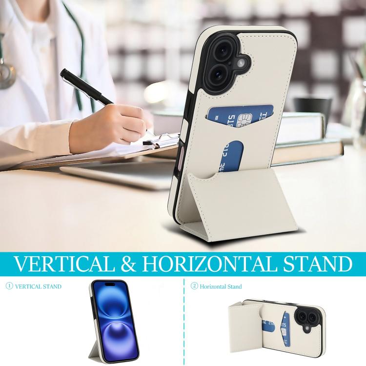 For iPhone 17 Tri-fold Holder Leather Phone Case with Card Slot
