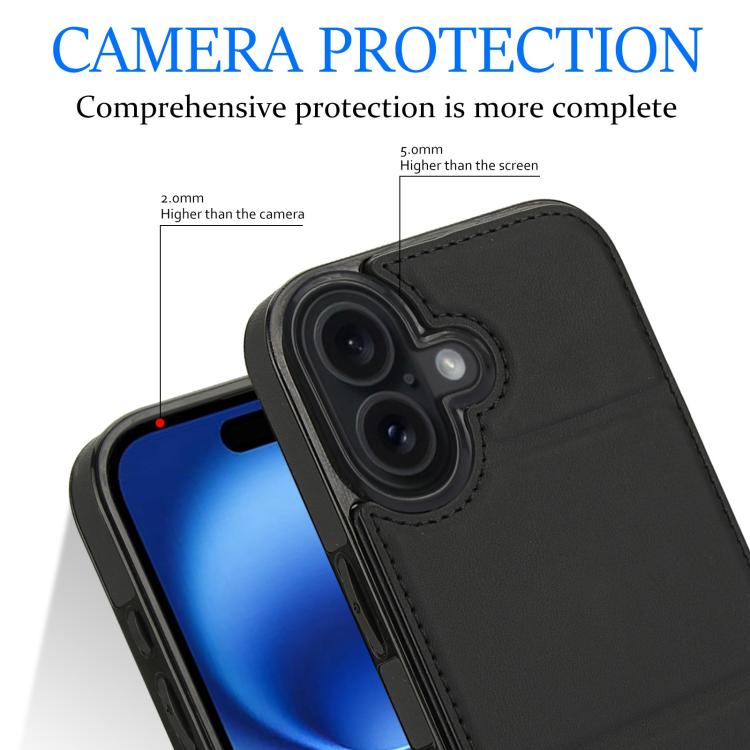 For iPhone 17 Tri-fold Holder Leather Phone Case with Card Slot