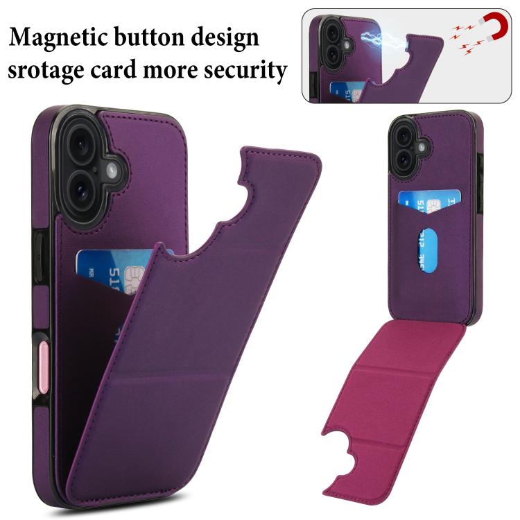 For iPhone 17 Tri-fold Holder Leather Phone Case with Card Slot
