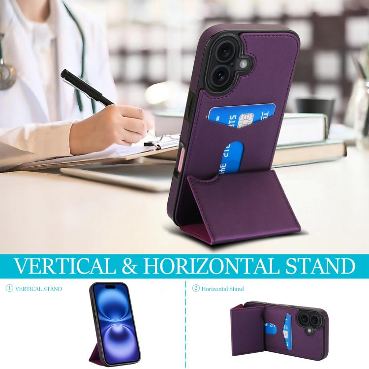 For iPhone 17 Tri-fold Holder Leather Phone Case with Card Slot