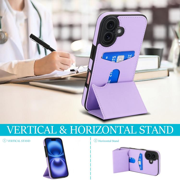 For iPhone 17 Tri-fold Holder Leather Phone Case with Card Slot