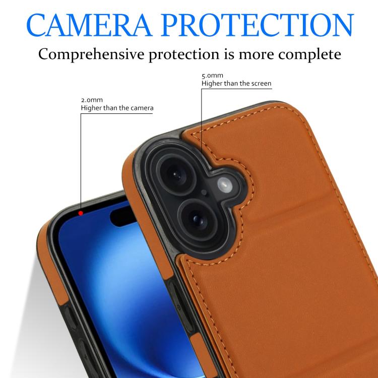 For iPhone 17 Tri-fold Holder Leather Phone Case with Card Slot