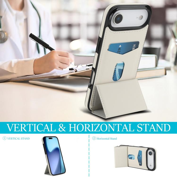 For iPhone Air Tri-fold Holder Leather Phone Case with Card Slot