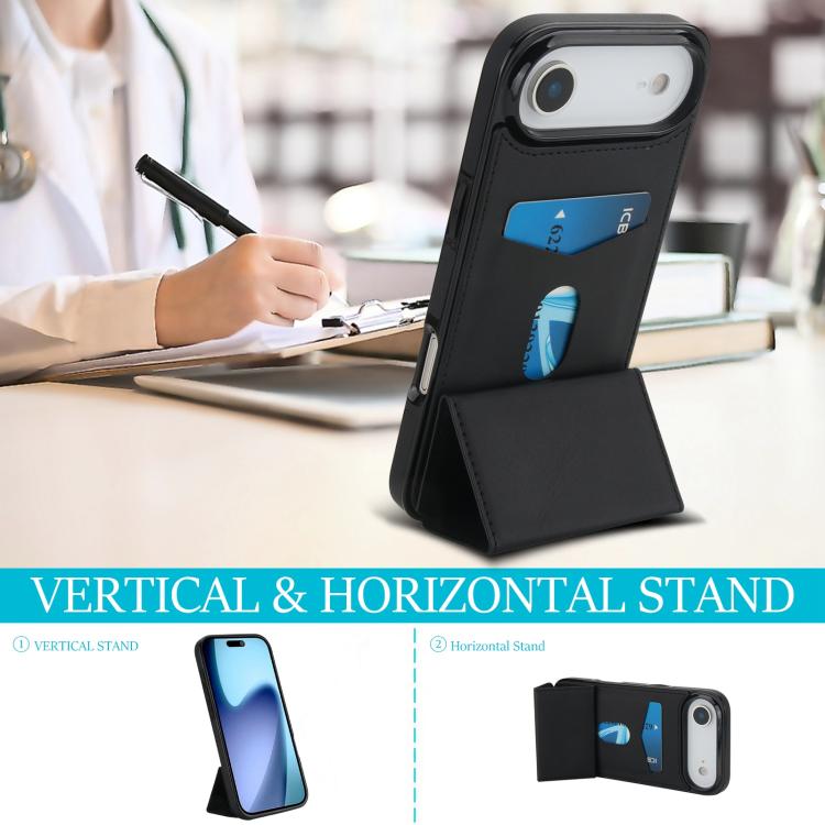 For iPhone Air Tri-fold Holder Leather Phone Case with Card Slot