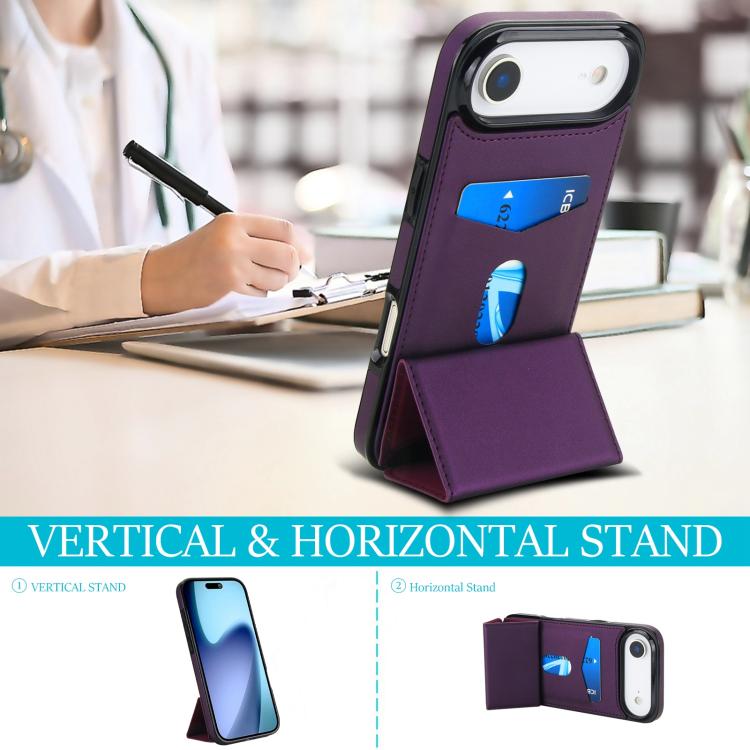 For iPhone Air Tri-fold Holder Leather Phone Case with Card Slot