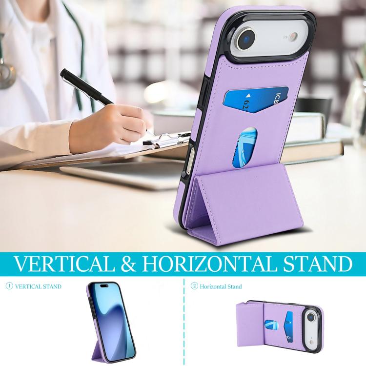 For iPhone Air Tri-fold Holder Leather Phone Case with Card Slot