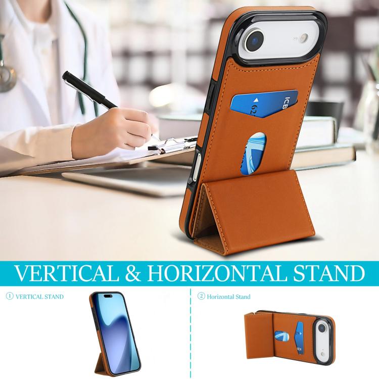 For iPhone Air Tri-fold Holder Leather Phone Case with Card Slot