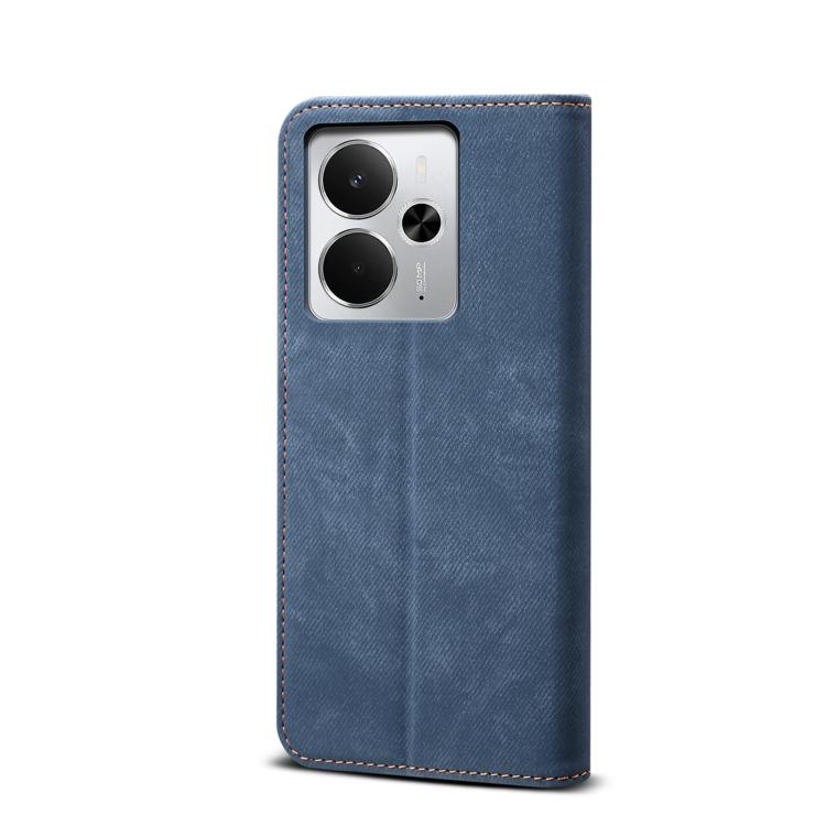 For Realme 14 5G Global Denim Texture Casual Style Horizontal Flip Leather Case