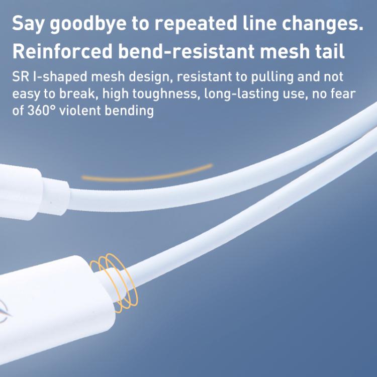 2 in 1 Type-C Male to Type-C Charging and Type-C Audio Female Earphone Adapter - White