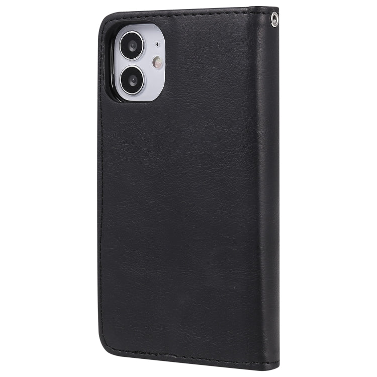 For iPhone 12 mini 2 in 1 Solid Color Detachable PU Leather Case with Card Slots & Magnetic Holder & Photo Frame & Wallet & Strap