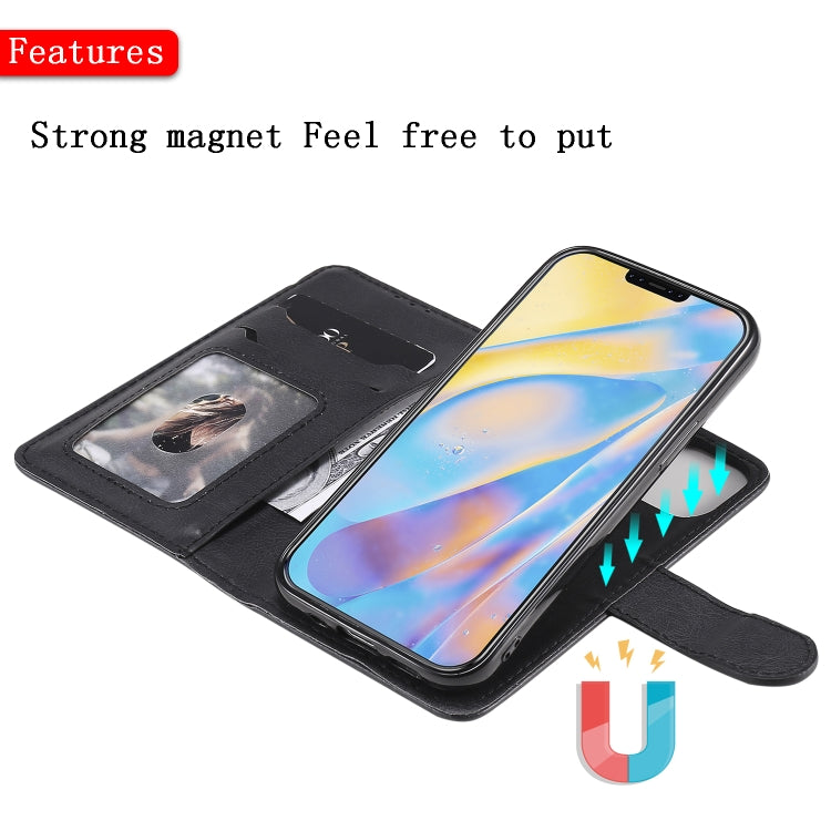 For iPhone 12 mini 2 in 1 Solid Color Detachable PU Leather Case with Card Slots & Magnetic Holder & Photo Frame & Wallet & Strap