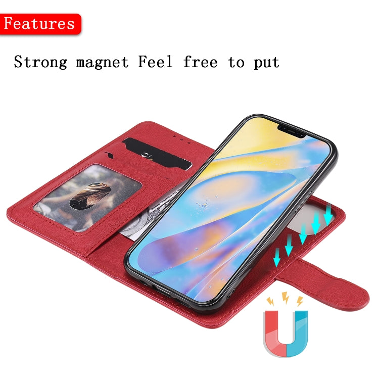 For iPhone 12 mini 2 in 1 Solid Color Detachable PU Leather Case with Card Slots & Magnetic Holder & Photo Frame & Wallet & Strap