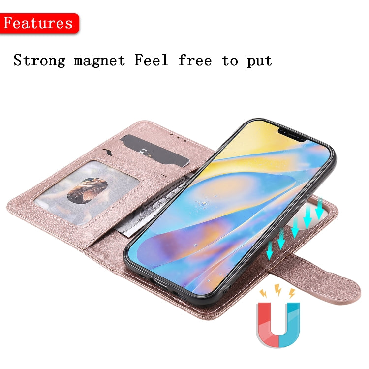 For iPhone 12 mini 2 in 1 Solid Color Detachable PU Leather Case with Card Slots & Magnetic Holder & Photo Frame & Wallet & Strap