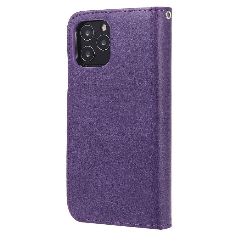 For iPhone 12 / 12 Pro 2 in 1 Solid Color Detachable PU Leather Case with Card Slots & Magnetic Holder & Photo Frame & Wallet & Strap