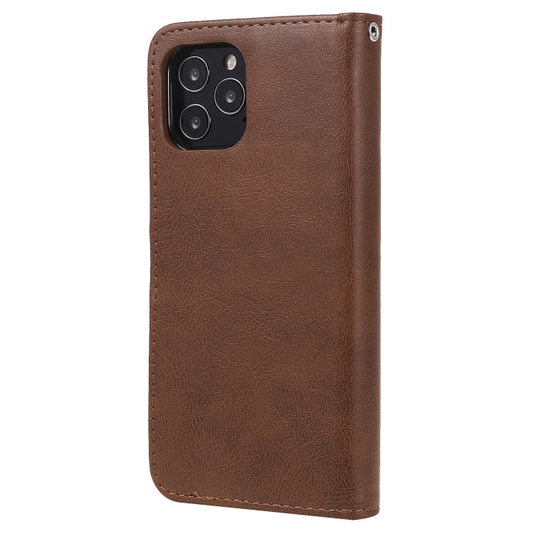 For iPhone 12 / 12 Pro 2 in 1 Solid Color Detachable PU Leather Case with Card Slots & Magnetic Holder & Photo Frame & Wallet & Strap