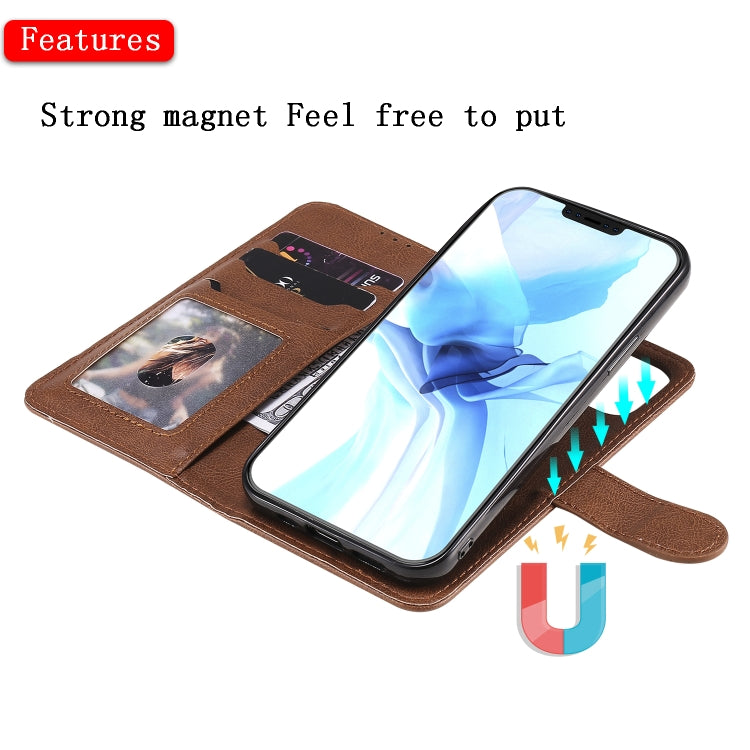 For iPhone 12 / 12 Pro 2 in 1 Solid Color Detachable PU Leather Case with Card Slots & Magnetic Holder & Photo Frame & Wallet & Strap