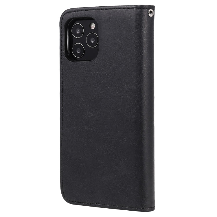 For iPhone 12 / 12 Pro 2 in 1 Solid Color Detachable PU Leather Case with Card Slots & Magnetic Holder & Photo Frame & Wallet & Strap
