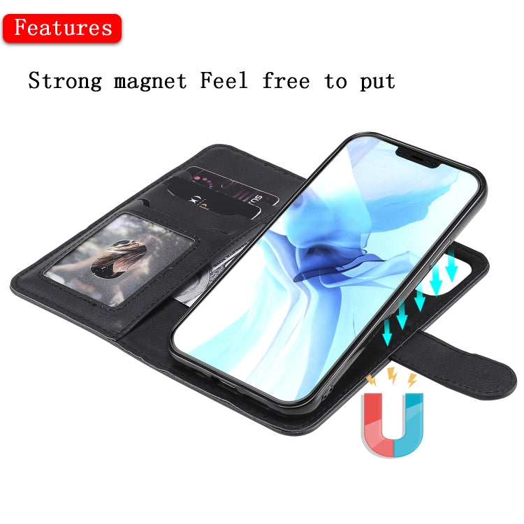 For iPhone 12 / 12 Pro 2 in 1 Solid Color Detachable PU Leather Case with Card Slots & Magnetic Holder & Photo Frame & Wallet & Strap