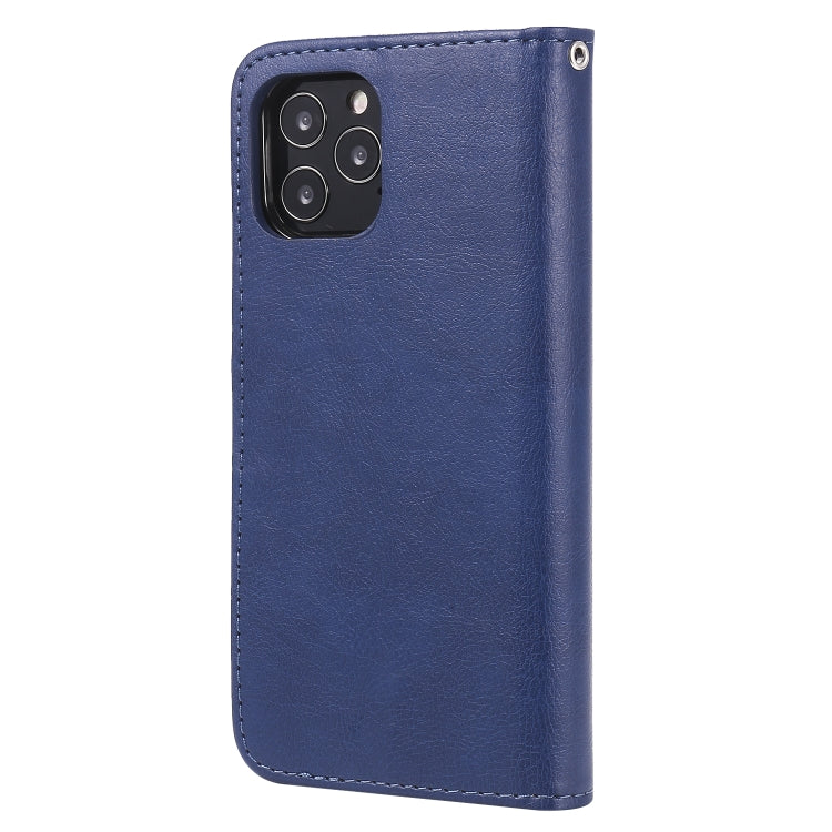 For iPhone 12 / 12 Pro 2 in 1 Solid Color Detachable PU Leather Case with Card Slots & Magnetic Holder & Photo Frame & Wallet & Strap