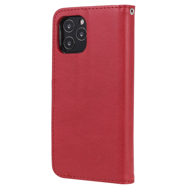 For iPhone 12 / 12 Pro 2 in 1 Solid Color Detachable PU Leather Case with Card Slots & Magnetic Holder & Photo Frame & Wallet & Strap
