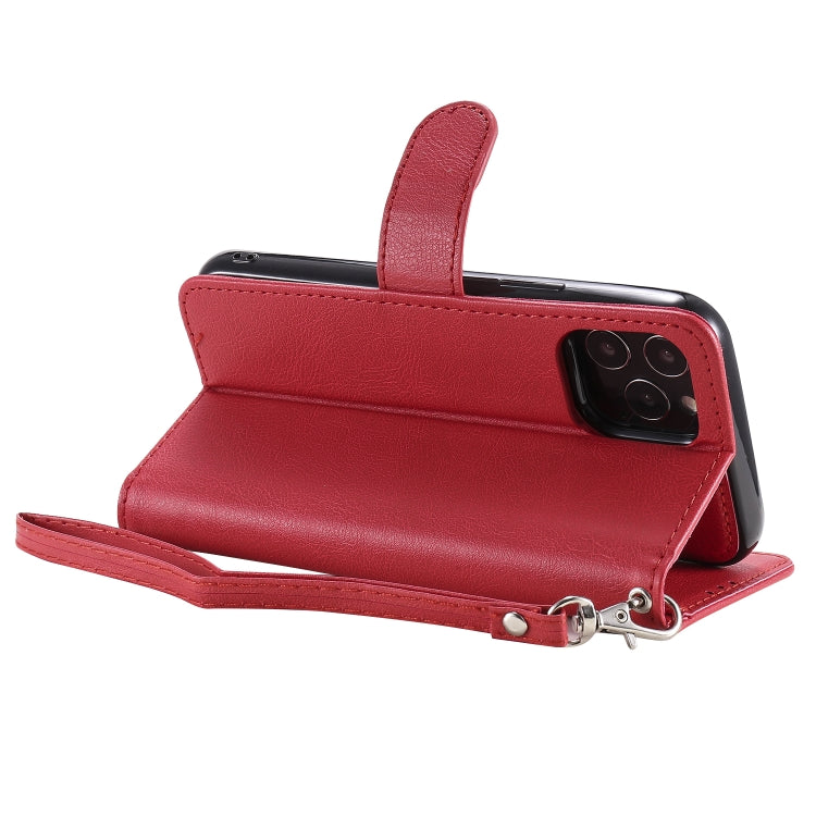 For iPhone 12 / 12 Pro 2 in 1 Solid Color Detachable PU Leather Case with Card Slots & Magnetic Holder & Photo Frame & Wallet & Strap