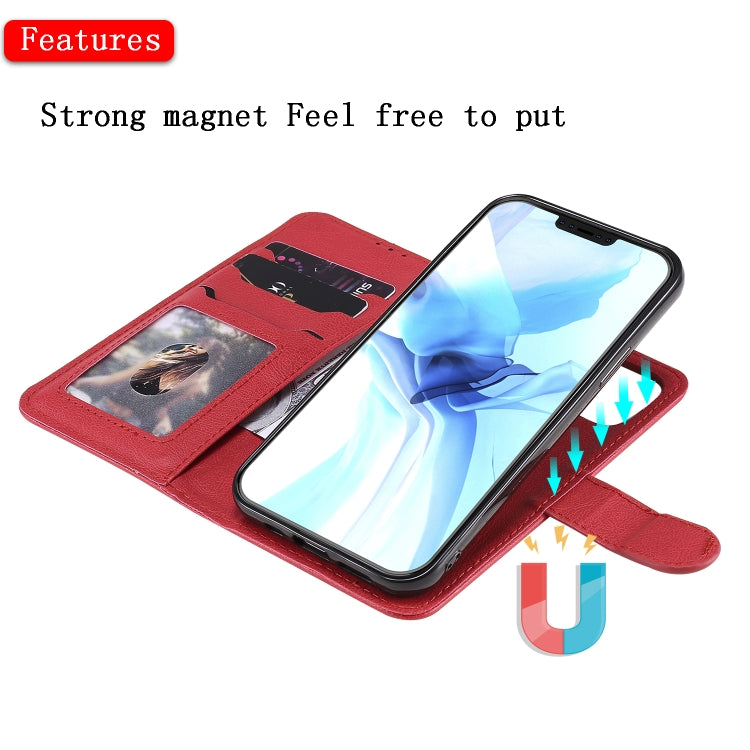 For iPhone 12 / 12 Pro 2 in 1 Solid Color Detachable PU Leather Case with Card Slots & Magnetic Holder & Photo Frame & Wallet & Strap