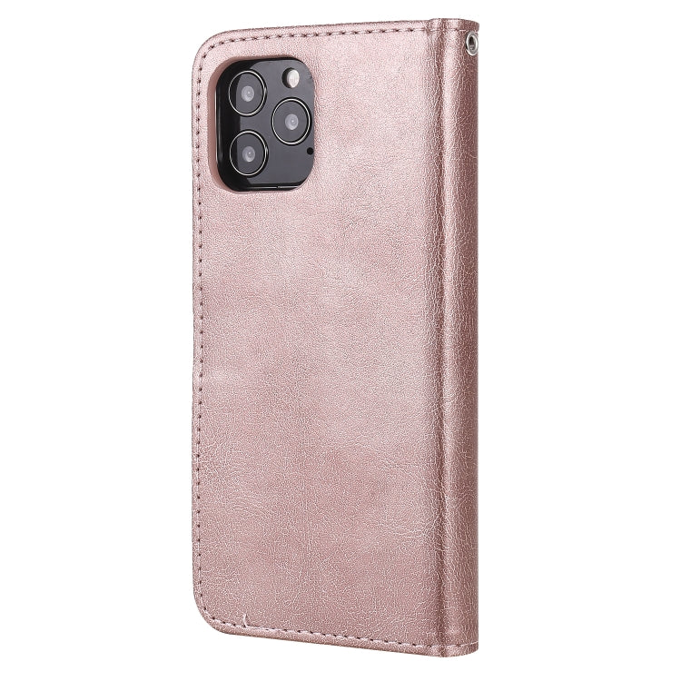 For iPhone 12 / 12 Pro 2 in 1 Solid Color Detachable PU Leather Case with Card Slots & Magnetic Holder & Photo Frame & Wallet & Strap