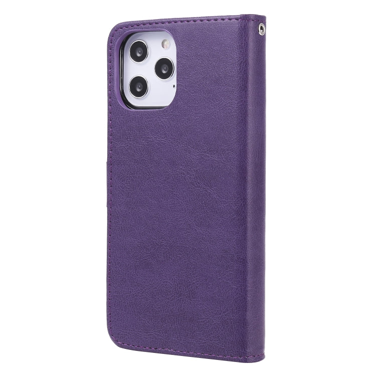 For iPhone 12 Pro Max 2 in 1 Solid Color Detachable PU Leather Case with Card Slots & Magnetic Holder & Photo Frame & Wallet & Strap