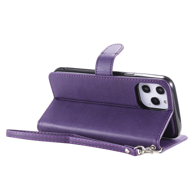 For iPhone 12 Pro Max 2 in 1 Solid Color Detachable PU Leather Case with Card Slots & Magnetic Holder & Photo Frame & Wallet & Strap