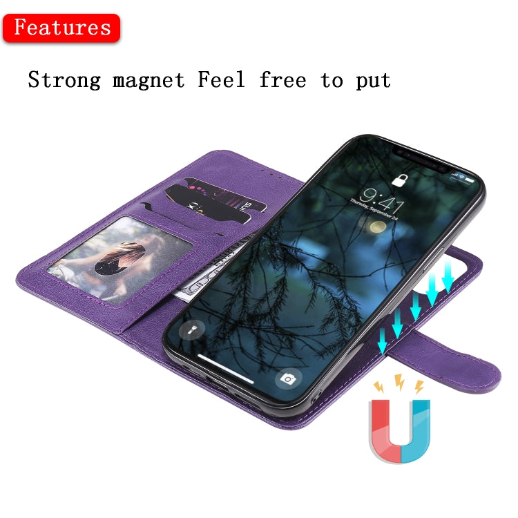 For iPhone 12 Pro Max 2 in 1 Solid Color Detachable PU Leather Case with Card Slots & Magnetic Holder & Photo Frame & Wallet & Strap