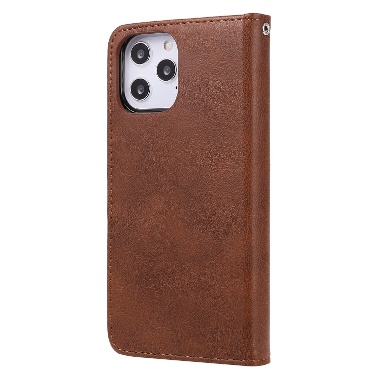 For iPhone 12 Pro Max 2 in 1 Solid Color Detachable PU Leather Case with Card Slots & Magnetic Holder & Photo Frame & Wallet & Strap