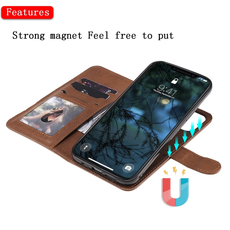 For iPhone 12 Pro Max 2 in 1 Solid Color Detachable PU Leather Case with Card Slots & Magnetic Holder & Photo Frame & Wallet & Strap