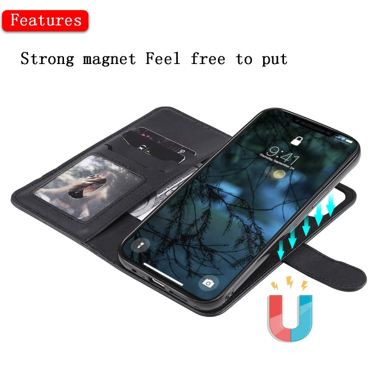For iPhone 12 Pro Max 2 in 1 Solid Color Detachable PU Leather Case with Card Slots & Magnetic Holder & Photo Frame & Wallet & Strap